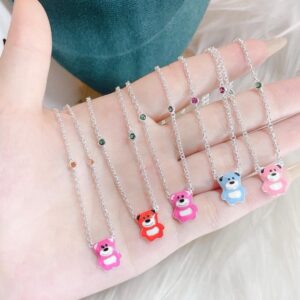 Dây chuyền bạc gấu dâu cho bé