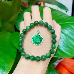 Mặt dây chuyền Hoa Mẫu Đơn + Vòng Tay Ngọc Sơn Thủy