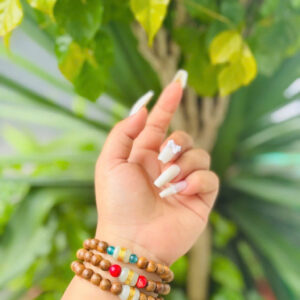 Vòng Trầm Rừng Mix Lu Thống Bạch Ngọc